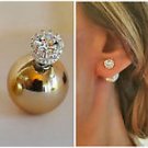 Silver front Gold back Double Pearl front back stud tribal CZ earrings studs