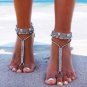 Rhinestone crystals bridal anklet beach destination wedding barefoot sandals