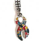 Puzzle pieces Autism Awraness ribbon silver Charm bead Pendant Bracelet Necklace