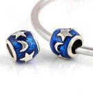 Starry Blue Night Sky silver Moon and stars DIY Snake chain Euro Bracelet charm