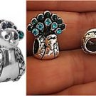 CZ Colorful Bird Feathers Peacock DIY Snake chain Euro bracelet charm bead