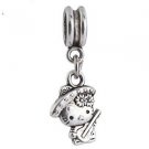 Guitar Playing Kitty Cat Girl Daughter 3D Pendant bead F/European charm bracelet