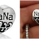 Love Heart Nana Nan Grandma charm bead for DIY European Bracelets necklaces