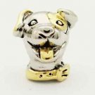 14k gold Smiling Puppy Dog Jack Russell terrier bead Fit European charm bracelet