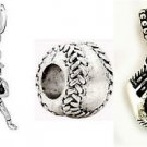 Baseball Player Glove Bat Ball Charm pendant For European charm bracelet necklac