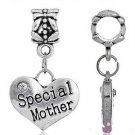 Silver Heart Love special Mother charm pendant for Charm bracelets necklaces
