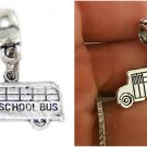 Silver back to school Bus European charm pendant for Bracelets necklace