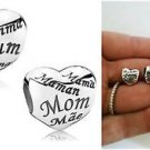 Mothers Heart, Love Mum Mama, love Mom Charm bead Fit European bracelet Necklace