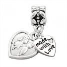 Couples kiss kissing Heart Love Valentines day charm pendant bracelet necklace