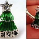 CZ Pine Merry Christmas tree winter Holiday Gift bead for Euro charm Bracelets