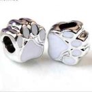 White Cat Dog Pet Paw footprint foot print DIY Snake chain Euro bracelet charm