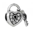 Key To My Heart, Lock and Key heart "Lock Of Love" charm for European bracelets