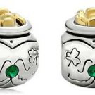 Pot of Gold coin, Irish Money bag, Lucky irish bead fit European charm bracelet
