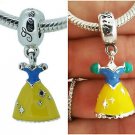 Princess Snow White Yellow Dress pendant For European charm bracelets necklaces