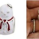 White Snowman Winter Christmas gift charm bead F/European bracelet Snake chain