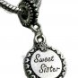 Love sister sis silver CZ DIY Snake chain Euro Bracelet Necklace Charm Pendant