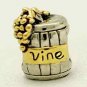 14k Grape(s) Vine Wine Barrel Cask charm bead for European Charm Bracelet