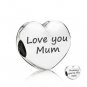 Mother's gift Heart, Love Mum Mom, Mothers day bead Fit European charm Bracelet
