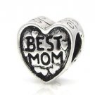 Best mom Mum Mother Gift Heart love Mom mother bead fit European charm bracelet