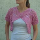 Handmade Crochet Soft Cotton Pink Bolero size M/L