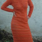 Handmade Crochet Cotton/Viscose Vintage Orange Dress size L