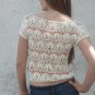 Handmade Summer Crochet Lace Microfiber Off-White Cap Sleeve Crop Top size M