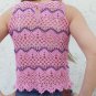 Handmade Summer Crochet Lace Soft Cotton Pink Sleeveless Crop Top size M