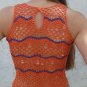 Handmade Summer Crochet Lace Cotton/Viscose Orange Sleeveless Crop Top size S