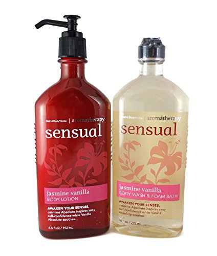 Bath & Body Works Aromatherapy Sensual Jasmine Vanilla Body Wash and Lotion