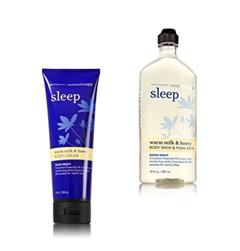 Bath & Body Works Aromatherapy Warm Milk & Honey Cream and  Body Wash & Foam Bath