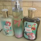 Bath & Body Works Sweet on Paris 3 Piece Set- Mist, Lotion, and Shower Gel.