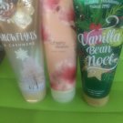 Vanilla Bean Noel, Snowflakes & Cashmere, and Cherry Blossom cream