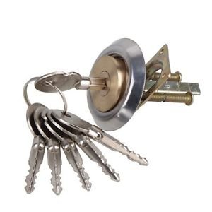 Brass Replacement Mortise Rim Cylinder Door Night Latch Lock Cross Shaped 6 Keys