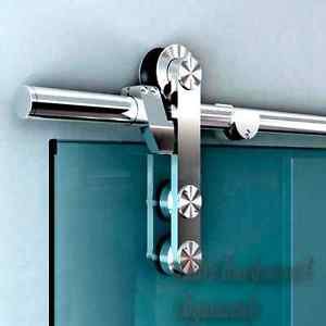 Stainless Steel Interior Cast Glass Gate Sliding Hardware Rollers Wall Mount