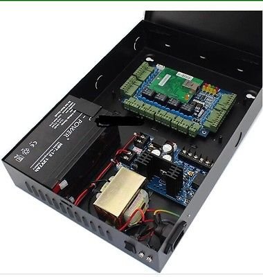 4 Door Access Control Panel Board w/ Power Supply Box 12V 7AH Battery Incl Locks