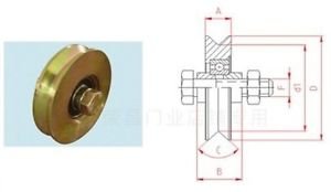 2 Pk 3" Steel V Track Groove Gate Wheel w/ Bolt Single Pulley Bearing Gold Color