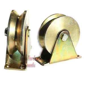 2 Pack 2.5" inch Sliding Gate Roller Steel V Type Wheel Track Rail w/ Bracket
