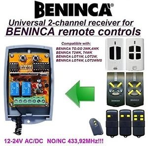 BENINCA T2WK, T4WK, TO.GO Compatible 2-channel Receiver 12-24V AC/DC 433.92MHz
