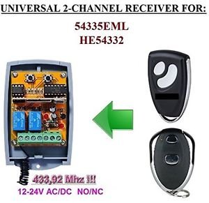 EML 54335EML, HE54332 Compatible 2-channel Receiver 12-24V AC/DC NO/NC 433.92MHz