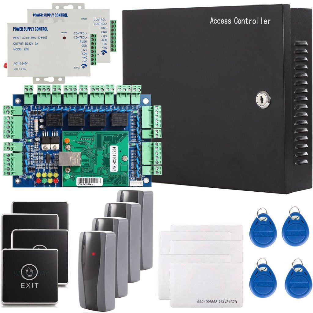 4 Doors Security Network RFID Access Control Board Kit Metal AC110V Power Box
