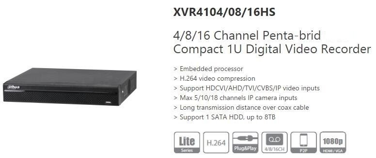 Dahua XVR41 4/8/16 Channel 5in1 DVR 1080P XVR/AHD/TVI/CVI/IP/CVBS Video Recorder