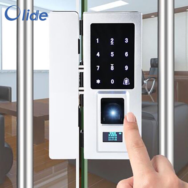 Olide SD45 Glass Frame Door Gate Lock Fingerprint Keypad RFID Card Reader KeyTag