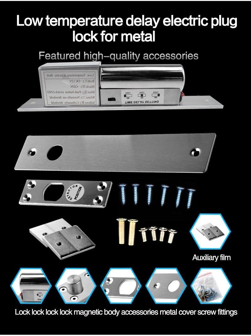 12V DC 5 Line Low Temperature Time Delay Electric Drop Bolt Door Magnetic Lock