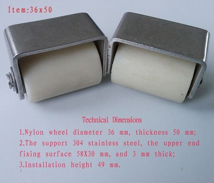 2 3/8" 1 2/4" 2 Pack Rolling Gate Roller Nylon Wheel 304 Stainless Support Bolt