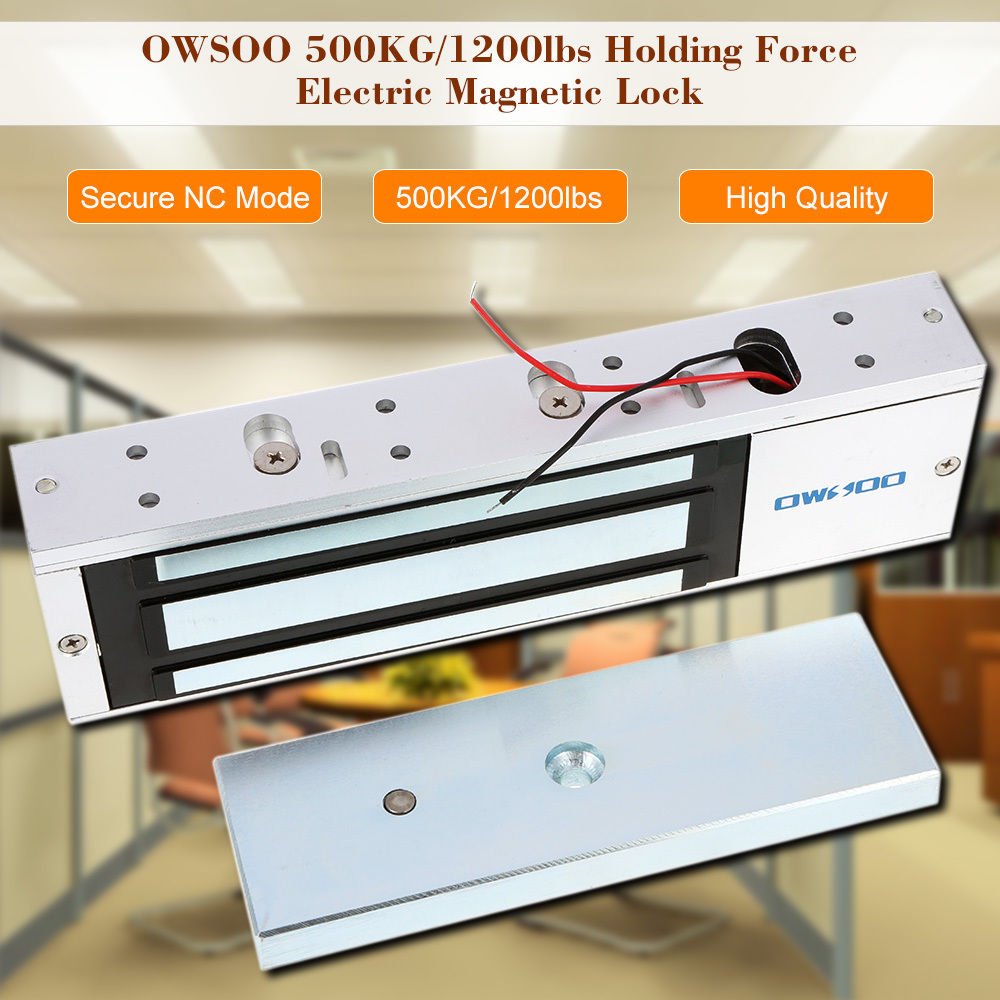OWSOO 12/24V 500KG/1200LBS Electric Magnetic Gate Lock Door Access Latch Light
