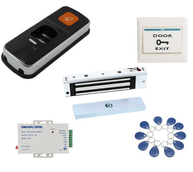 WG26 RFID Biometric Fingerprint EM Card Reader 180KG Electric Gate Lock Doorbell
