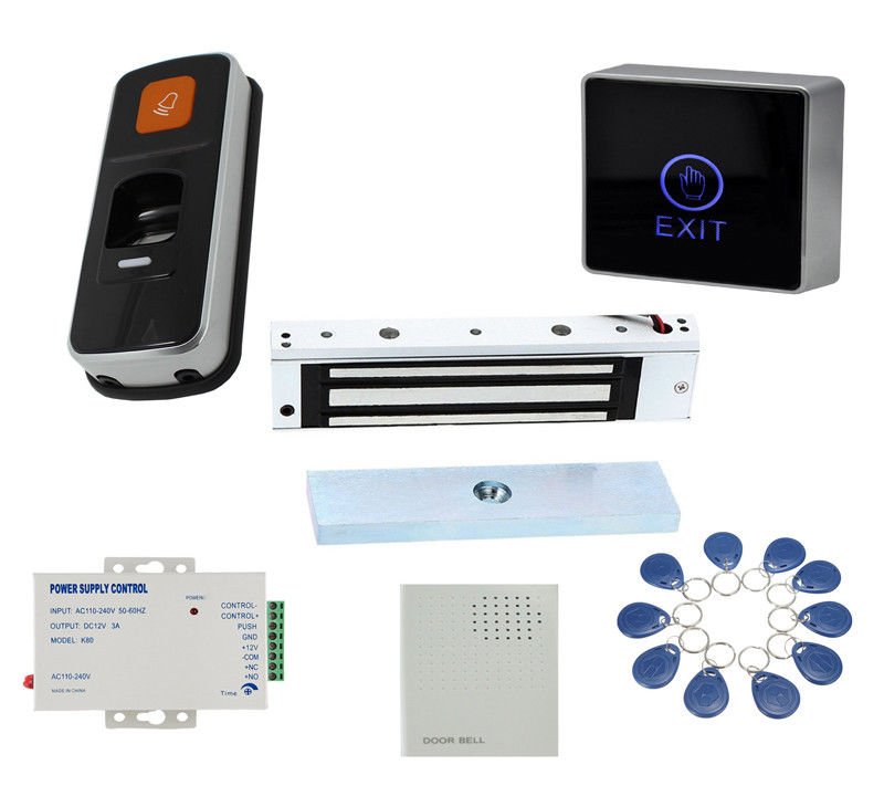WG26 RFID Biometric Fingerprint EM Card Reader 180KG Electric Gate Lock Button