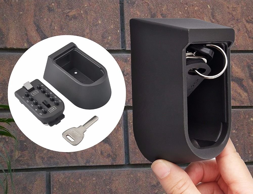 Wall Mounted Push Button Key Lock Box Exterior Waterproof Cover Impact Resistant