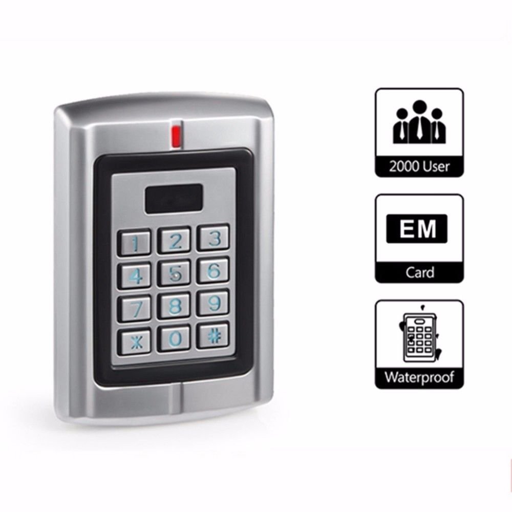 12/24V WIG26 Waterproof Metal Door Access Keypad RFID 125K Proximity Card Reader