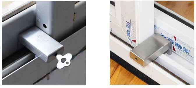 Stainless Steel Sliding Window Door Lock Glass Child Safety Anti-theft Shutter
